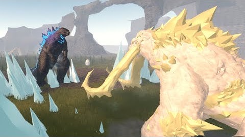 Godzilla 2021 vs Frozen Behemoth - roblox kaiju universe (no frozen garden attack)