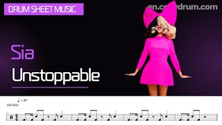 Sia-Unstoppable | Drum Score, Drum Sheet Music, DRUM Transcription