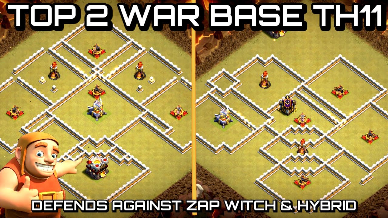 TOP!! 2 WAR BASE TH11 ANTI ZAP WITCH & HYBRID ATTACK 2023, WITH LINK & REPLAY