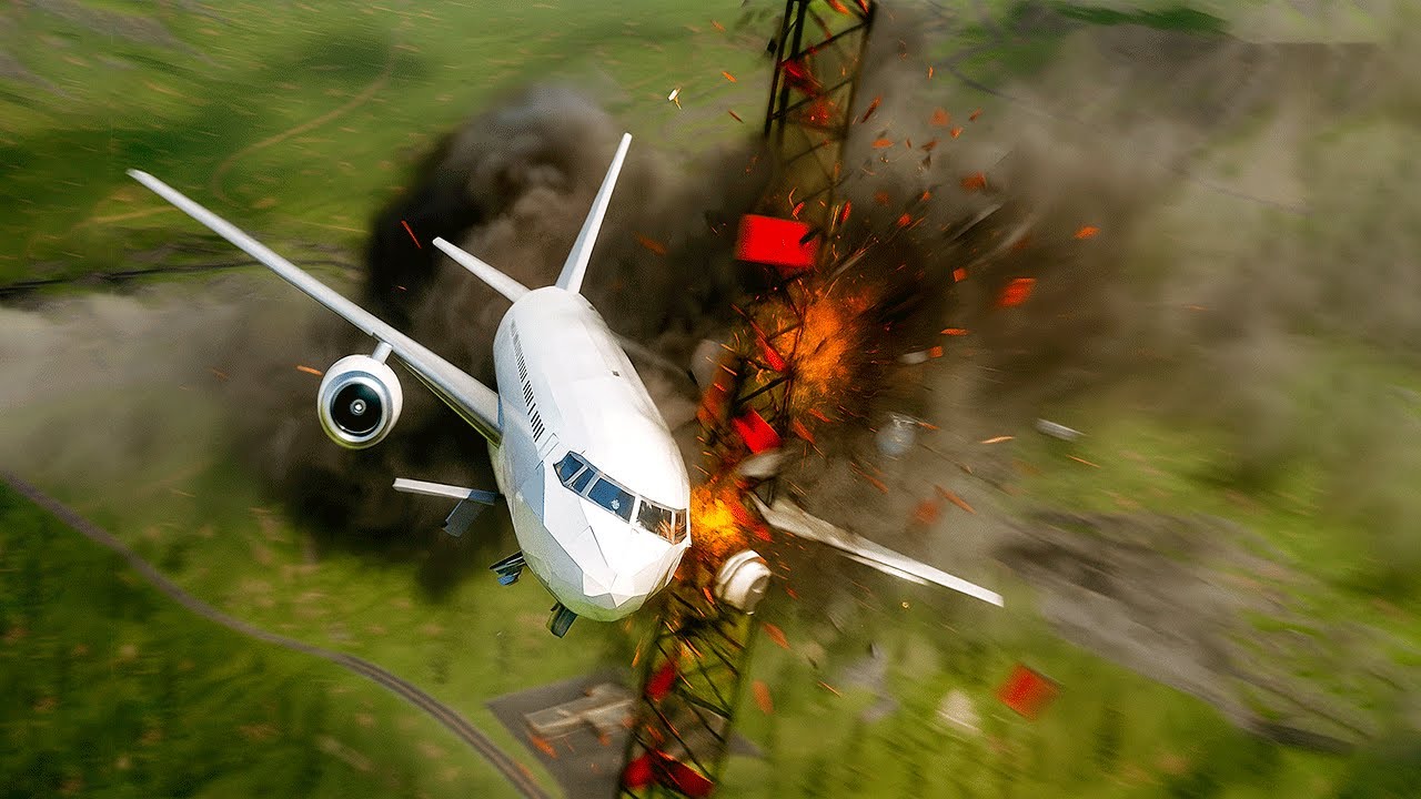 ️ AIRPLANE CRASHES INTO TOWER - Airplane Crash in BRICK RIGS - YouTube