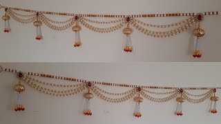 How To Make Bandhanwal At Home Diy Pearl Toran How To Make Easy  Moti Toran At Homewall Hanging