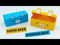 Diy mini paper storage box  paper crafts for school  paper craft  easy origami bear box diy