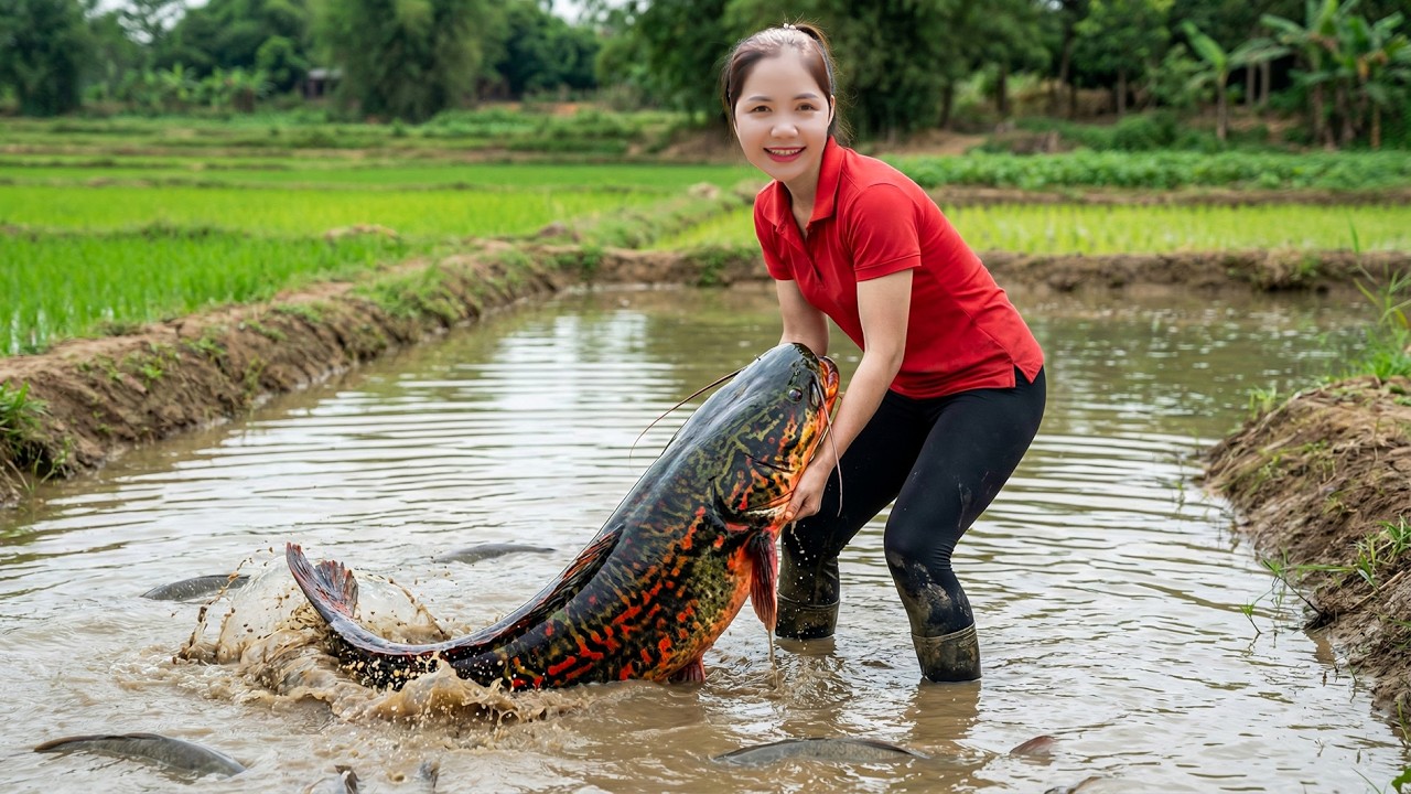 Harvesting 1000+ Redtail Catfish From Farm to Market  Cooking & Selling Tips | Han Harvesting