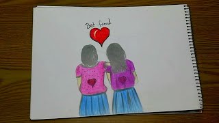 Girl drawing Tutorial | how to draw two friends wearing bright and colorful clothes| Artist Drawings