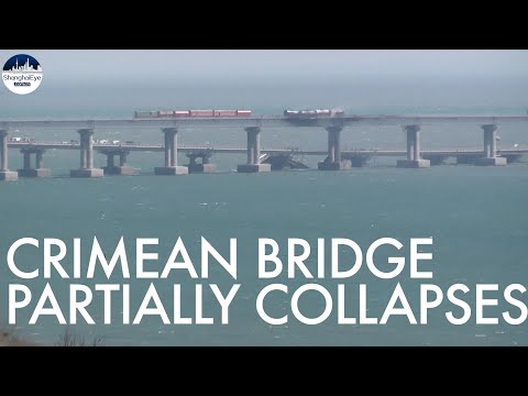 Scenes of damaged Crimea-Russia bridge after truck blast occurred hours after Putin's 70th birthday