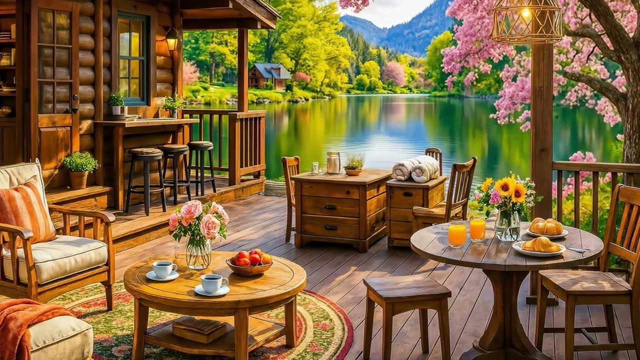 Cozy Spring Coffee Jazz ☕ Smooth Morning Vibes & Fireplace Ambience for ...