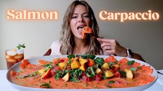 Sushi Grade Salmon Carpaccio | No Talking Spring Mukbang + Recipe
