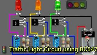 🚦 Traffic Light Circuit Diagram/using BC 547#khairunelectronicsbd #circuitdiagram