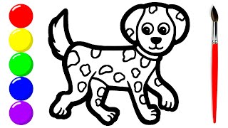 Drawing, Painting and Coloring Dalmatians for Children, Toddlers | How to Draw Easy