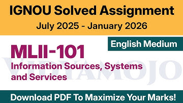 IGNOU MLII 101 Solved Assignment 2025-26 English Medium PDF Download | MLIS Solved Assignment