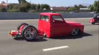 INSANE SLAMMED Chevrolet C10 rolling and frame dragging down the highway!!