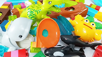 Satisfying Building Blocks Marble Run ASMR ⭐Bridge seesaw whale and Funny Animals