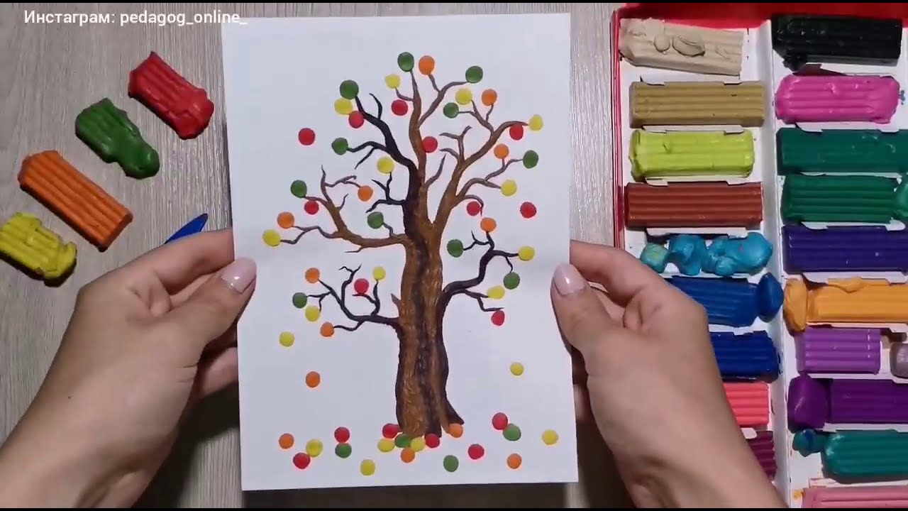 Осеннее дерево из пластилина. Поделка для детей. Autumn crafts. DIY