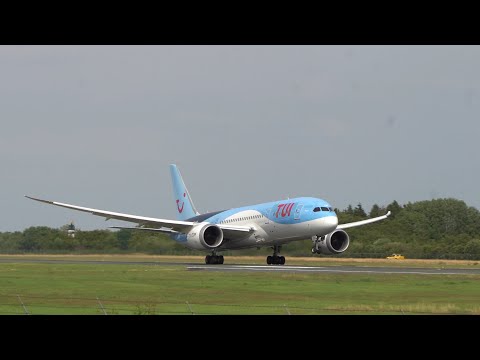 [Eerste keer] Boeing 787-8 Dreamliner Tui landing, taxin en opstijgen op Groningen Airport Eelde