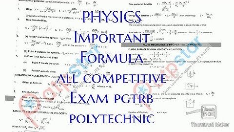IMPORTANT PHYSICS FORMULA FOR ALL COMPETITIVE EXAM PGTRB POLYTECHNIC