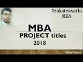 MBA project work titles 2018