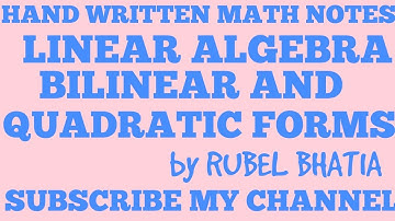 BILINEAR AND QUADRATIC FORMS / LINEAR ALGEBRA