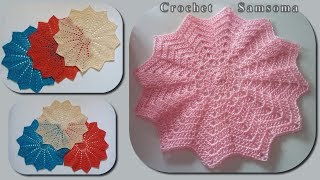 كروشيه مفرش دائري بغرزة الزجزاج // How To Crochet Easy Doily Tutorial