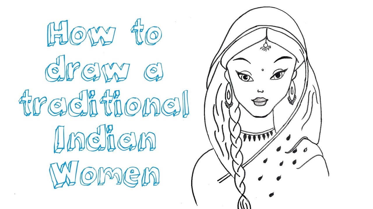 How to draw a traditional Indian women || Vickart to You