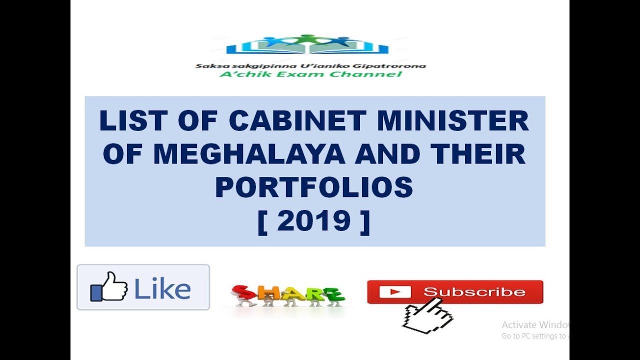 Cabinet Minister Of Meghalaya And Their Portfolios 2019 Youtube