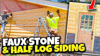 Half-Log Siding Remodel with Faux Stone GENSTONE