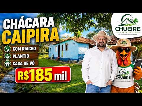 Capa do vídeo CHÁCARA CAIPIRA COM RIACHO PLANTIO CASA DE VÓ R$185mil