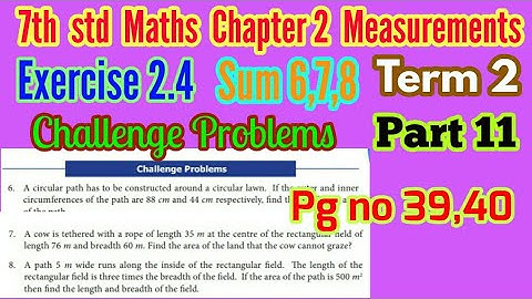 7th std Maths-Unit 2 Measurements Exercise 2.4 challenge problems sum 6 to 8