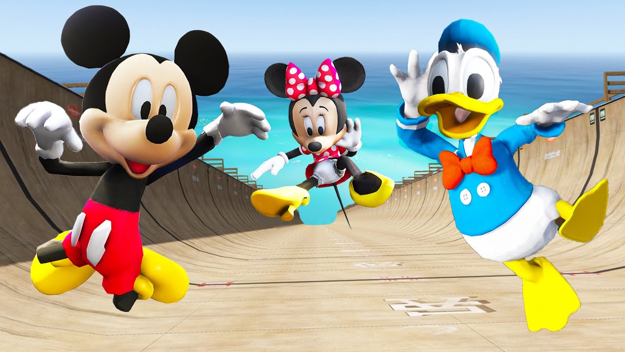 GTA 5 Mickey Mouse vs Minnie Mouse vs Donald Duck Water Ragdolls ...