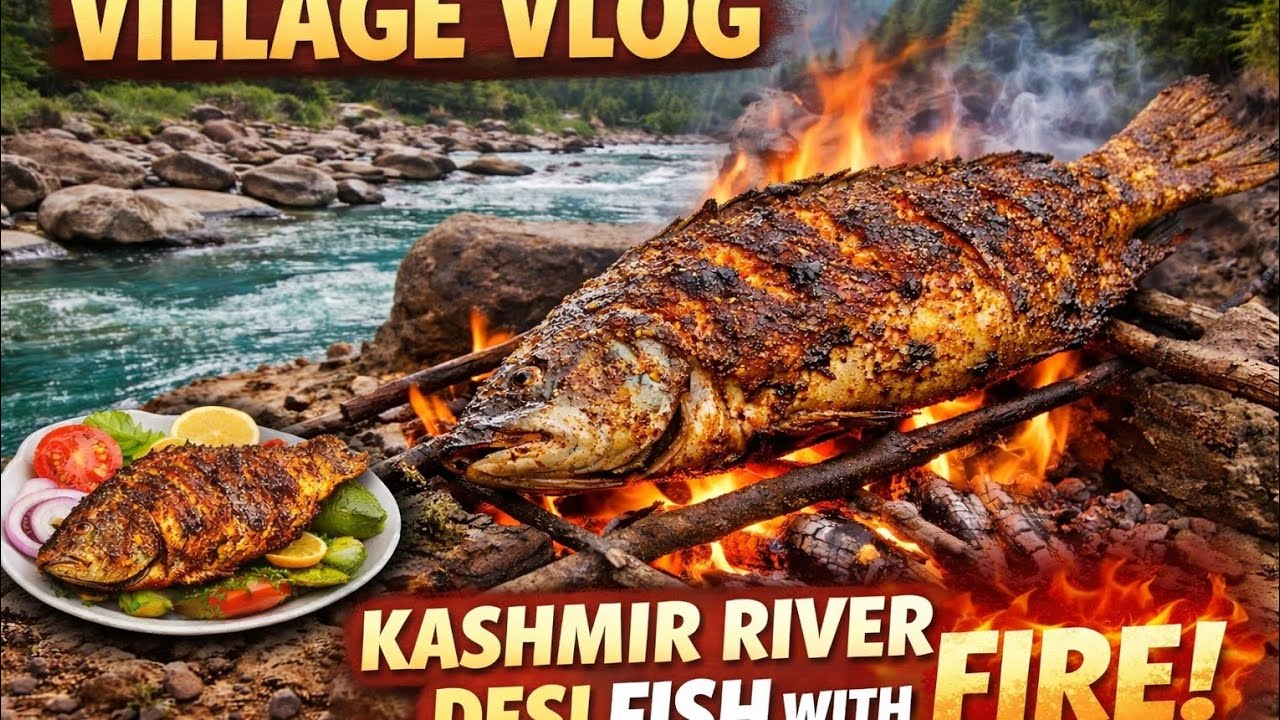 Real Desi Fish Grilled on Fire | Kashmir Village Vlog 