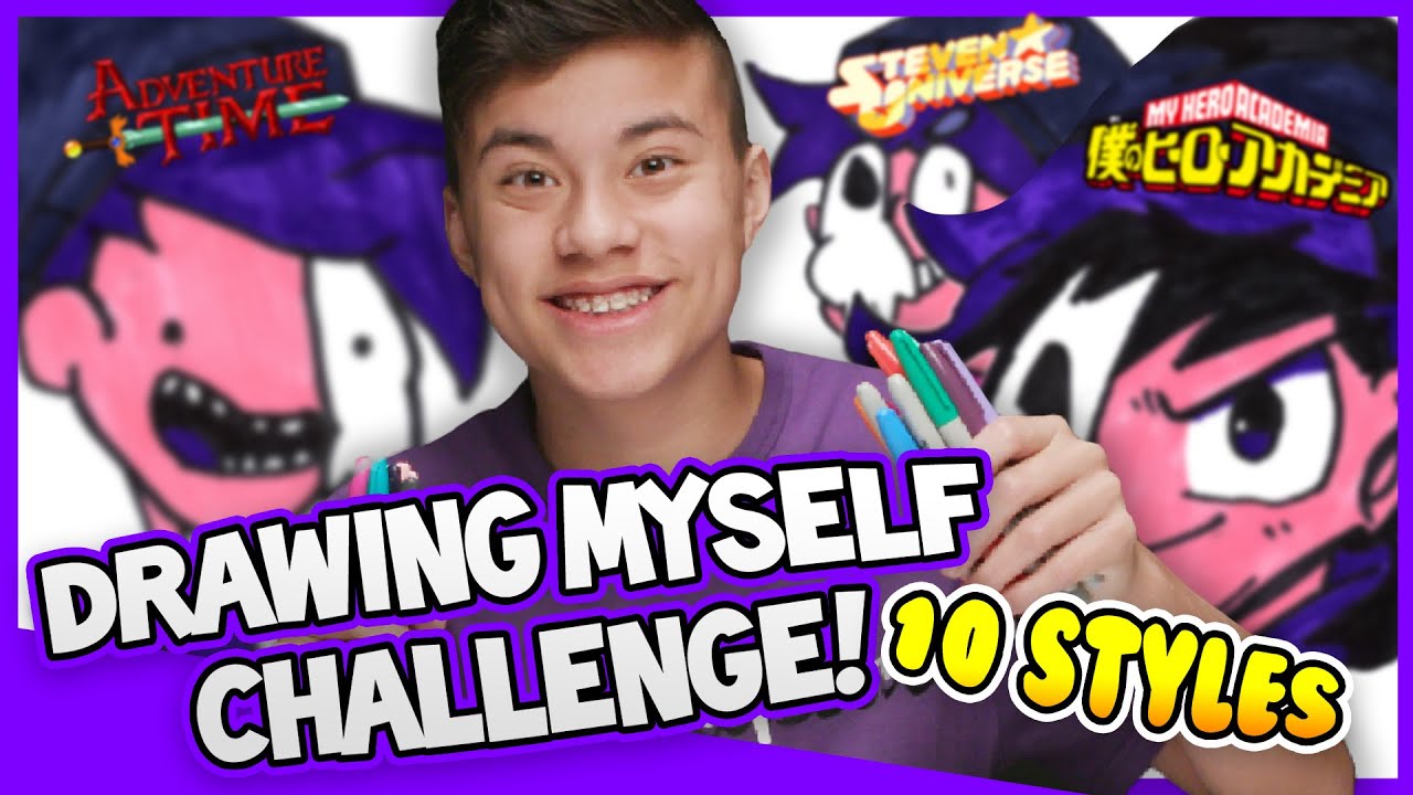 Drawing Myself In 10 Different Art Styles Challenge Youtube