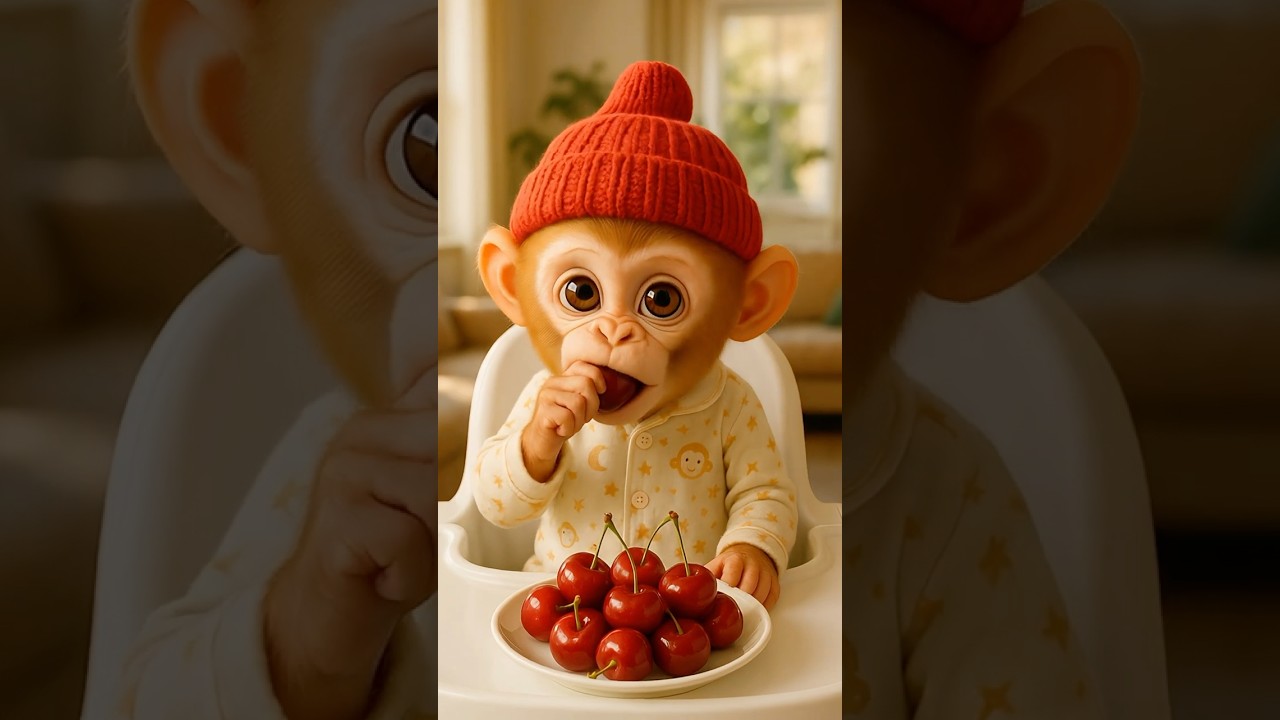 Baby Monkey's PRICELESS Reaction to a Sweet Cherry! 🍒😍 