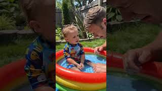 When Dad Tries to Be Funny in the Kiddie Pool but Gets Splashed Instead 😅