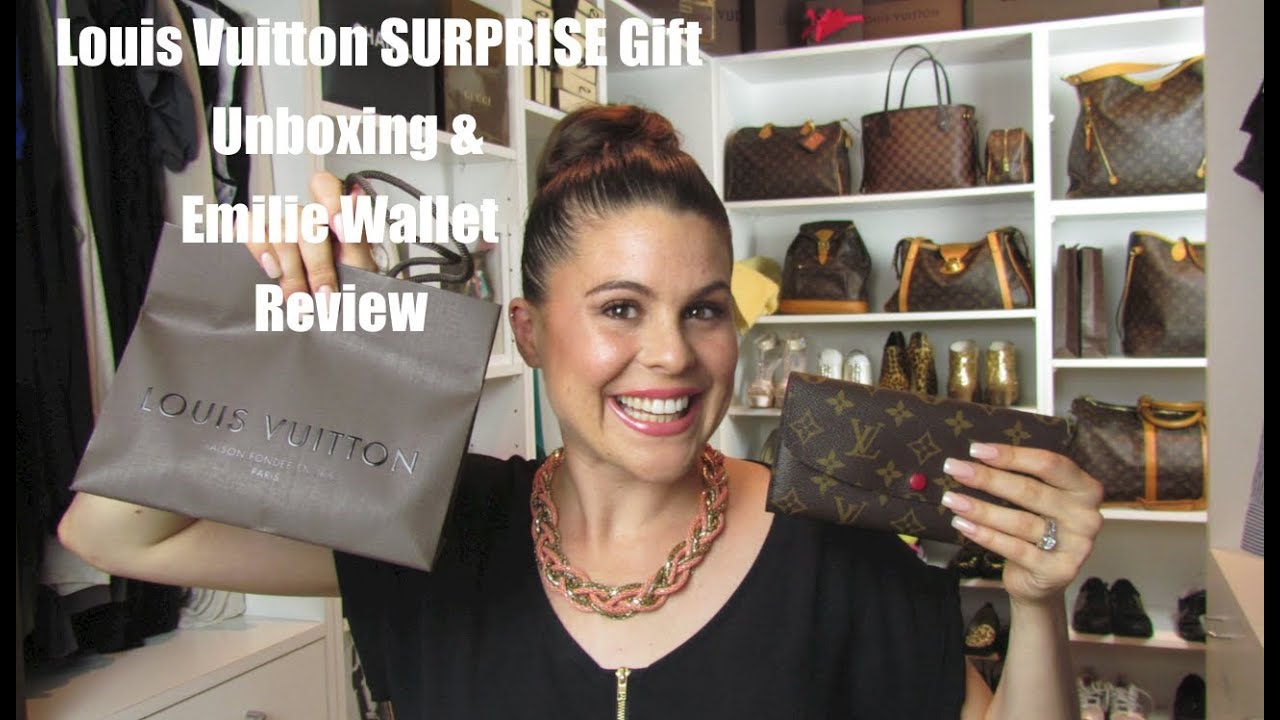 Louis Vuitton SURPRISE gift unboxing! & Emilie Wallet Review - YouTube