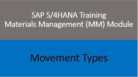 Video 37 - SAP S/4HANA Materials Management (MM) training - Movement Types.