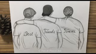 Friendship Day Drawing || Best Friends Hugging Each Other || How to Draw Boys ( Pencil Sketch )