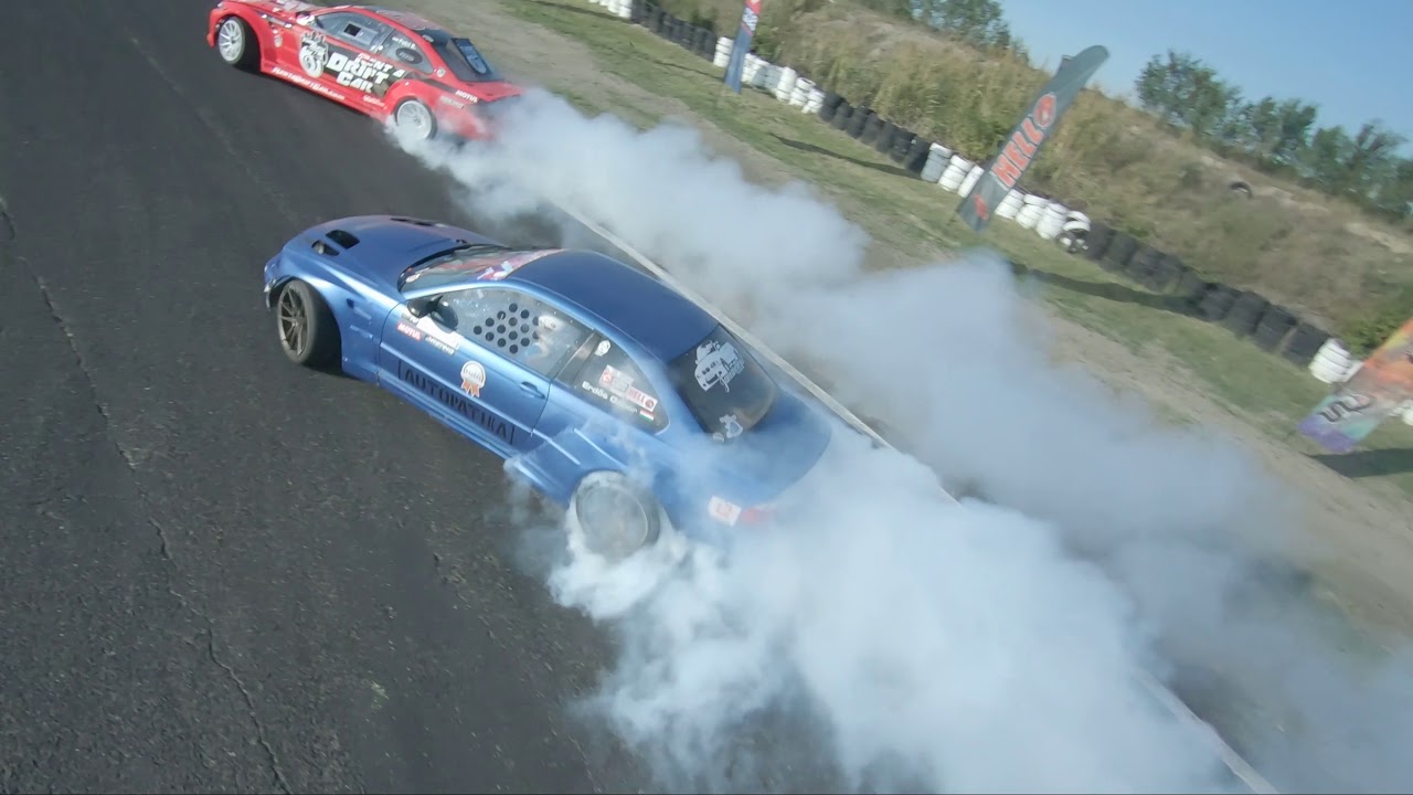 Rent a Drift Car Drone flies with 1000 Hp BMW E92 and 700 Hp E46