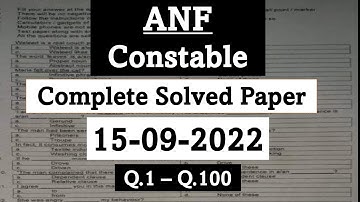 Today ANF Constable Full Solved Paper Key (15-09-2022) | anf constable  solved test key 15-09-2022