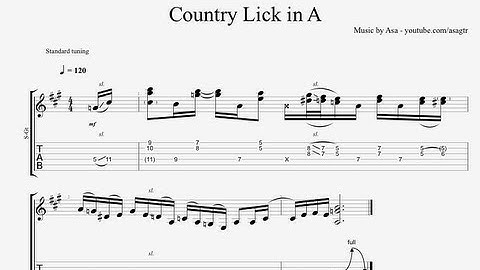 Guitar lick of the Day! Country lick in A / double stops / chicken pickin *fast/slow demo + TAB*