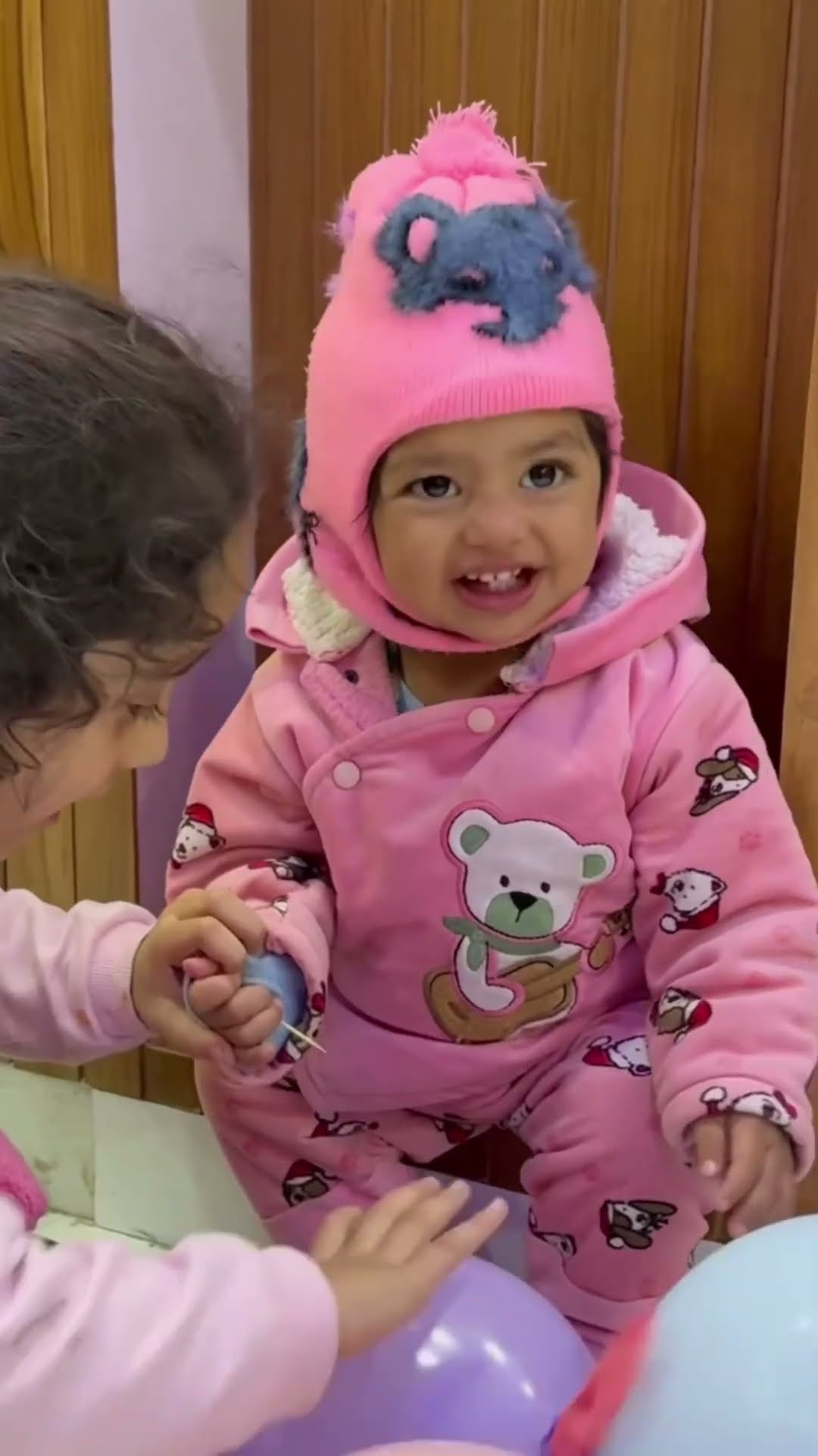 Cute baby balloon popping ???