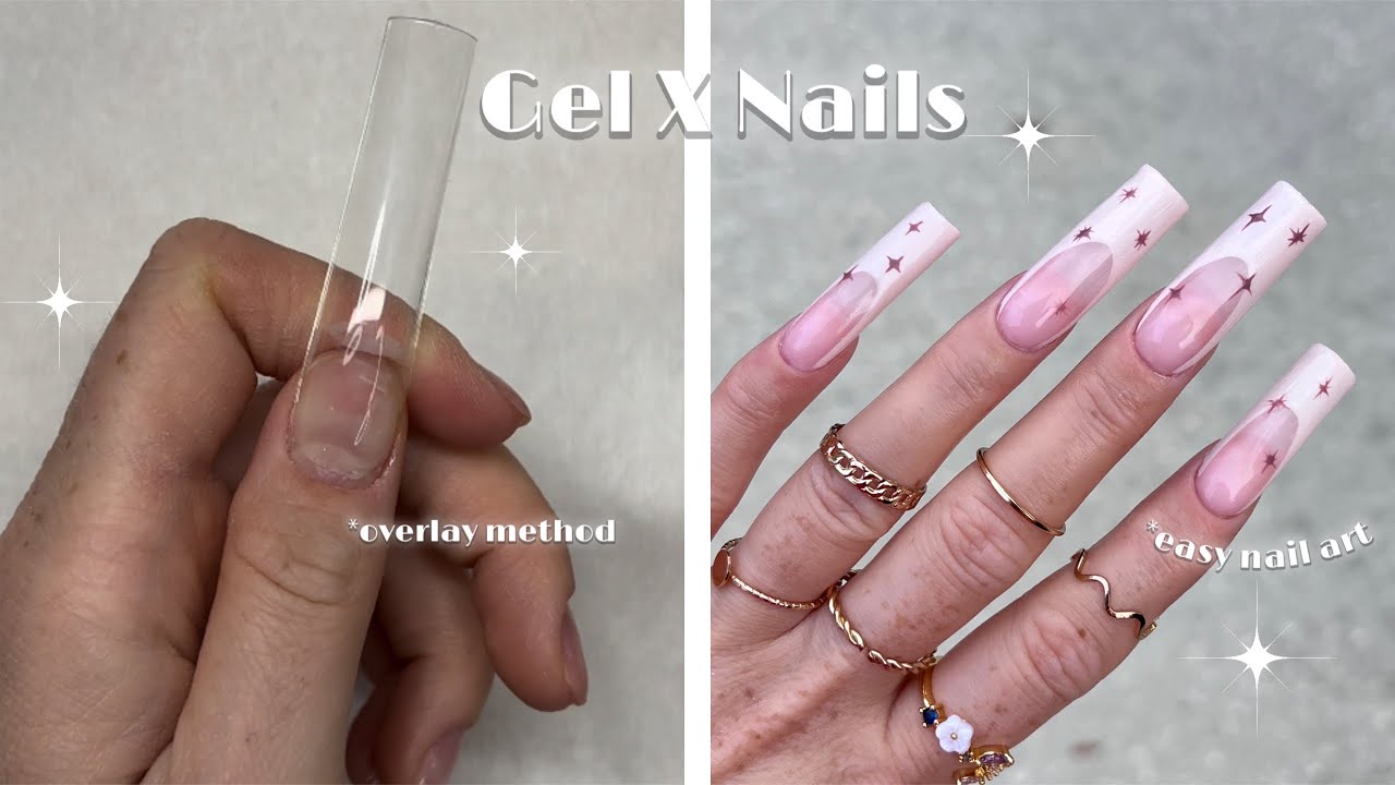 GEL X NAILS USING OVERLAY METHOD EASY NAIL ART 😍 YouTube