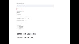 Balancing Chemical Equations with Python , Pulp and Streamlit screenshot 5