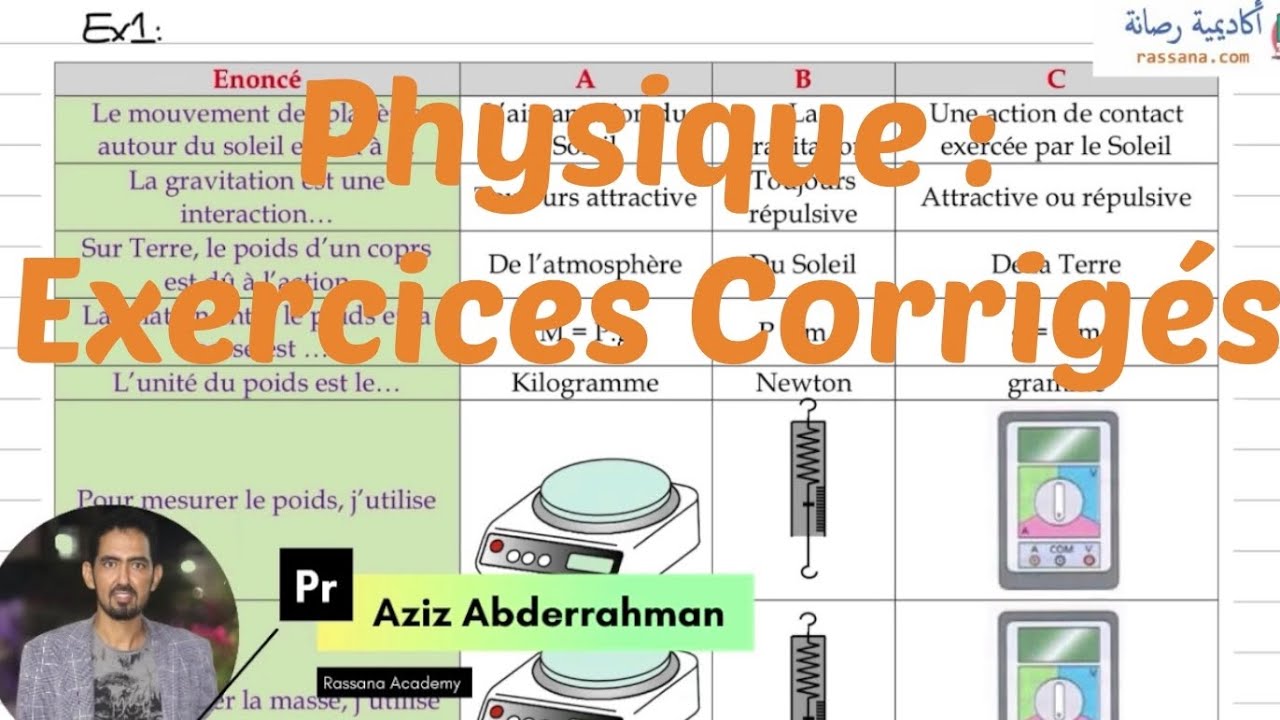 Physique BREVET : Exercises Corrigés sue Le Poids d’un Corp || Pr. Aziz Abderrahman