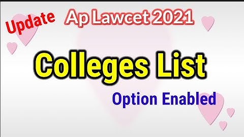 Colleges List Updated//Ap Lawcet 2021
