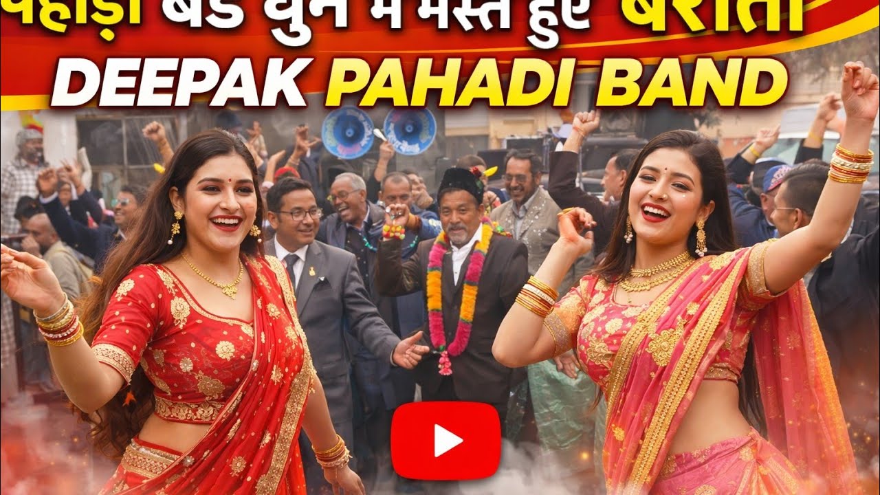 बरात प्रस्थान के टाइम बरातियों का जबरदस्त डांस।।Deepak Pahadi Marchula Band 2026 Rikhinikhal।।