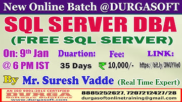 SQL SERVER DBA Online Training @ DURGASOFT