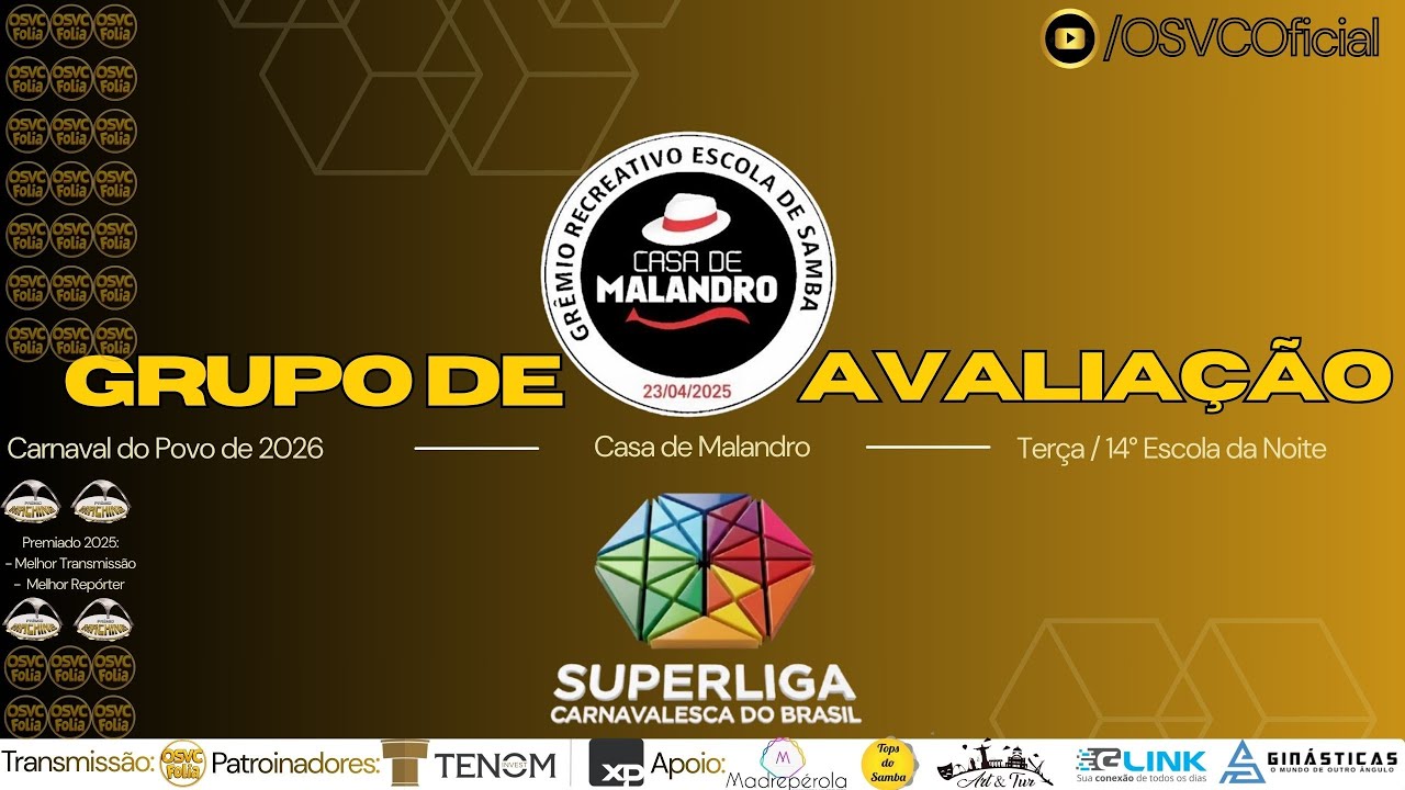 AO VIVO 🔴 Grupo de Avaliação | Casa de Malandro – 14ª Escola | Carnaval 2026