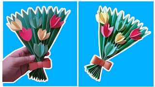 Origami paper flowers bouquet💐 -  how to make simple & beautiful paper vase -  Diy flower vase