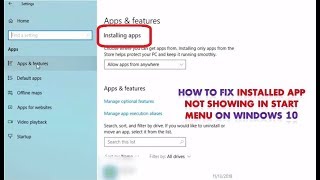 How to Fix Installed App Not Showing in Start Menu On Windows 10