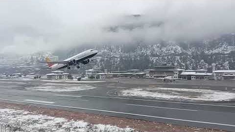 Drukair Airbus 320 Neo takeoff from Paro Airport