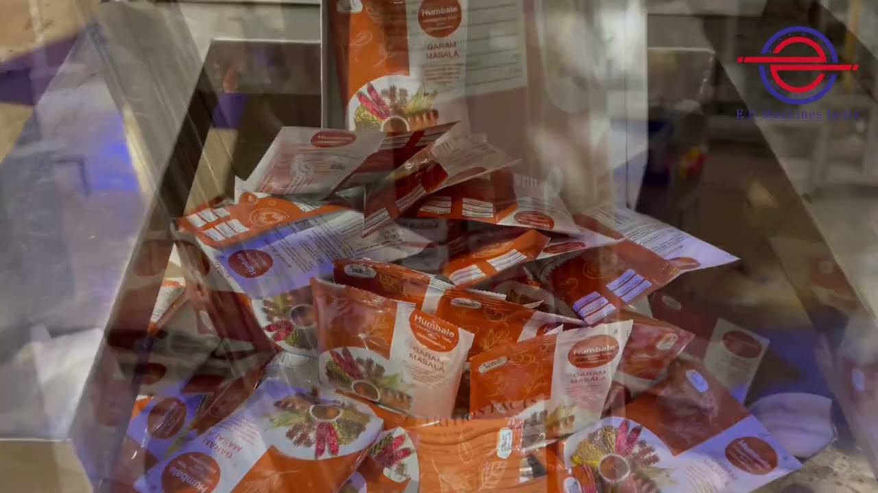 garam masala pouch packing machine automatic, servo motor, Auger machine, small machine.